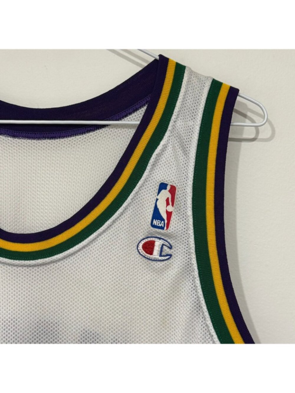 Vintage 1990s Karl Malone Utah Jazz NBA Champion Jersey Size 40 White - Picture 4 of 7